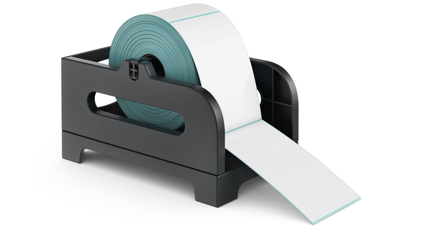Roll holder for reel and continuous label paper for thermal