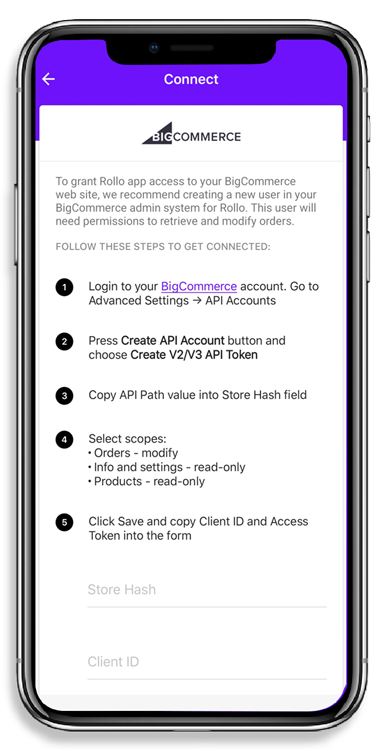 Connect BigCommerce to Rollo Ship