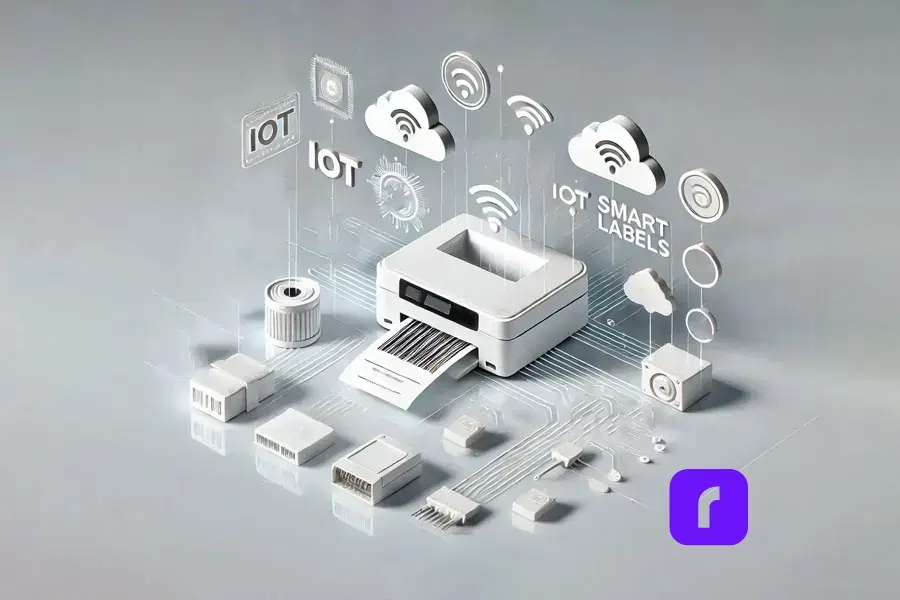 barcode label printer with iot symbols.