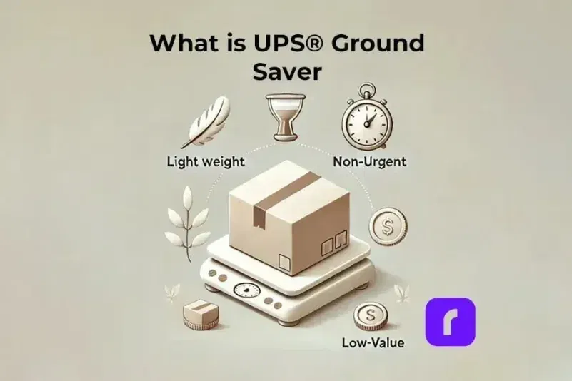 box on scale with feather and timer, elements of what is ups ground saver.