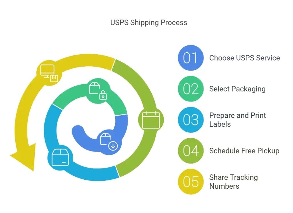 flowchart of USPS priority mail shipping process.