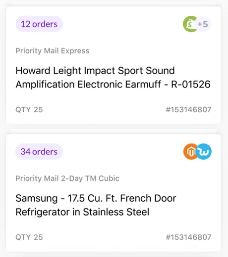 grouped shipments