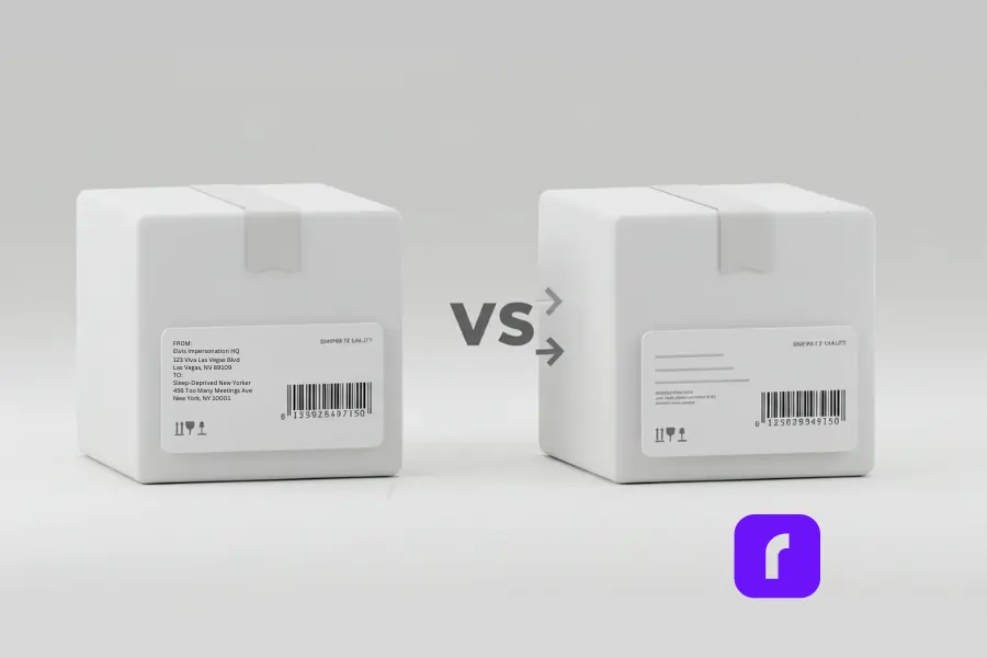 comparison of print quality on shipping labels.