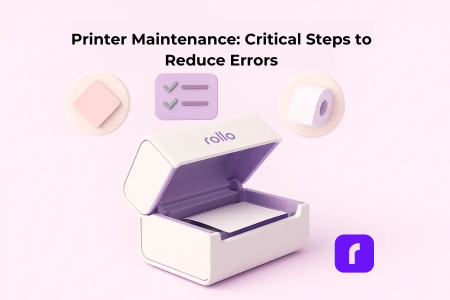 illustration displaying rollo wireless printer maintenance.