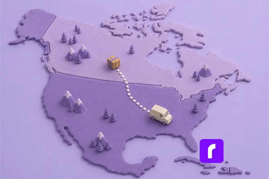 Secure Document Shipping for Law and Real Estate Offices 9 Stylized clay map showing cross-border document shipping between two countries