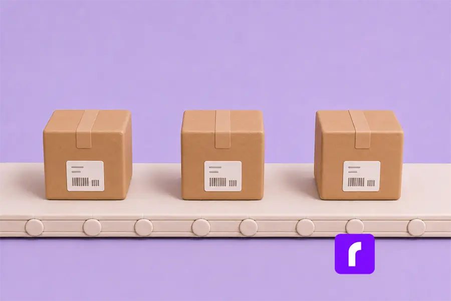 How to Ship a Laptop Without Overspending in the US or Canada 12 Parcels on a conveyor representing a repeatable laptop shipping setup
